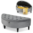 Half Moon Storage Bench with Rubber Wood Legs-Gray by LJGDeals
