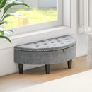 Half Moon Storage Bench with Rubber Wood Legs-Gray by LJGDeals