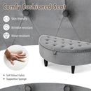 Half Moon Storage Bench with Rubber Wood Legs-Gray by LJGDeals