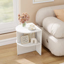 Half Round End Table with Open Shelves for Small Space-White by LJGDeals