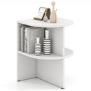 Half Round End Table with Open Shelves for Small Space-White by LJGDeals