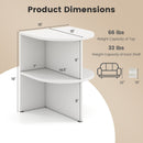 Half Round End Table with Open Shelves for Small Space-White by LJGDeals