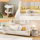 Half Round End Table with Open Shelves for Small Space-White by LJGDeals