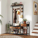 70 Inch Hall Tree with Shoe Storage Bench Freestanding Coat Rack-Rustic Brown by DirectDeals
