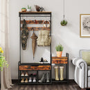 70 Inch Hall Tree with Shoe Storage Bench Freestanding Coat Rack-Rustic Brown by LJGDeals