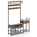 70 Inch Hall Tree with Shoe Storage Bench Freestanding Coat Rack-Rustic Brown by LJGDeals