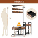 70 Inch Hall Tree with Shoe Storage Bench Freestanding Coat Rack-Rustic Brown by LJGDeals