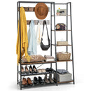 5-in-1 Entryway Hall Tree with Storage Bench with 9 Hooks-Rustic Brown by LJGDeals