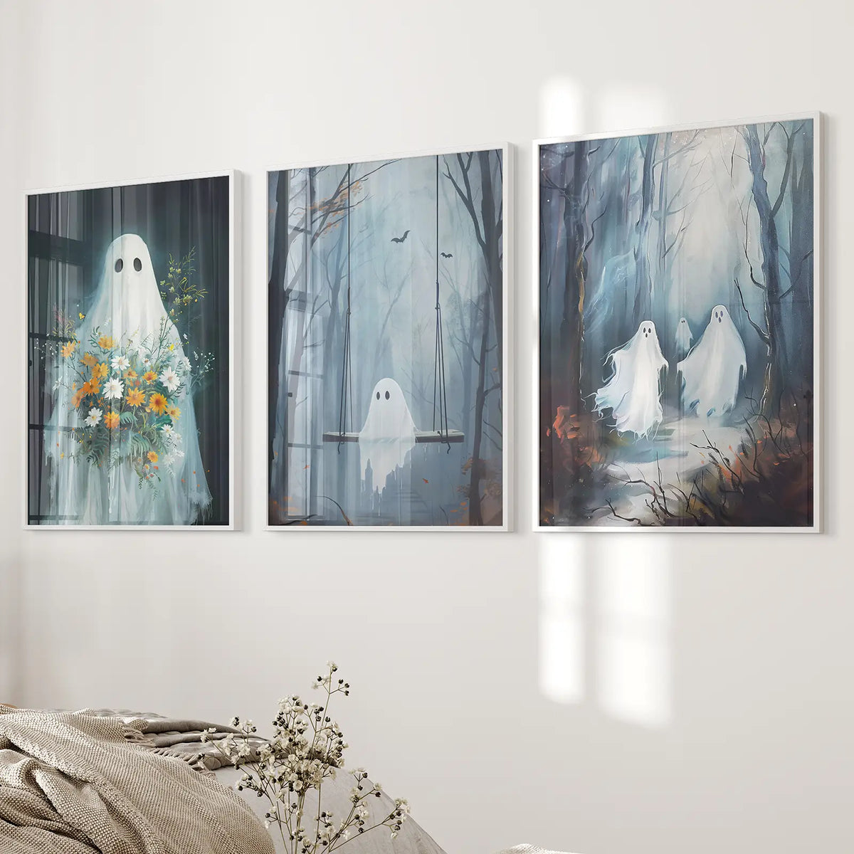 Cute Ghosts Halloween Art Print Gothic Decor Set, photo 7 of 10