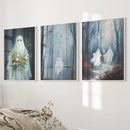 Cute Ghosts Halloween Art Print Gothic Decor Set by Wall Art Set