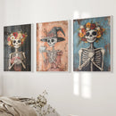 Cozy Floral Skeleton Wall Art Decor Poster Set by Wall Art Set