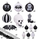 Halloween Skeleton Black and White Ornament Set