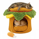 Hamburger Cat Nest with Chicken Drumstick Toy and Removable Cushion for Indoor Cats by LJGDeals