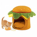 Hamburger Cat Nest with Chicken Drumstick Toy and Removable Cushion for Indoor Cats by LJGDeals