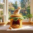 Hamburger Cat Nest with Chicken Drumstick Toy and Removable Cushion for Indoor Cats by LJGDeals