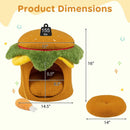 Hamburger Cat Nest with Chicken Drumstick Toy and Removable Cushion for Indoor Cats by LJGDeals
