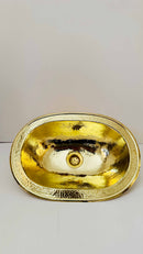 Unlacquered Brass Sink - Hammered Oval Drop-in Bathroom Sink