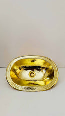 Unlacquered Brass Sink - Hammered Oval Drop-in Bathroom Sink