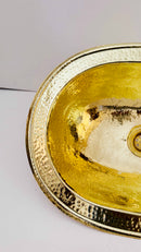 Unlacquered Brass Sink - Hammered Oval Drop-in Bathroom Sink