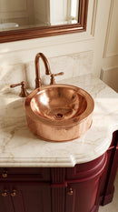 Silver Brass Basin Sink - Hammered Bathroom Basin