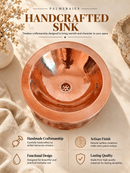 Copper Brass Basin Sink - Hammered circled Bathroom Sink