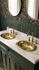 Unlacquered Brass Sink - Hammered Oval Drop-in Bathroom Sink