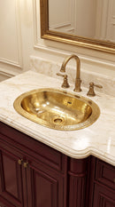 Unlacquered Brass Sink - Hammered Oval Drop-in Bathroom Sink