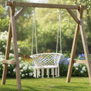 Hammock Chair Macrame Swing Hanging Cotton Rope Chair-Beige by DirectDeals