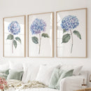 Light Blue Hydrangea Flower Wall Art Poster Set by Wall Art Set