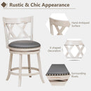 25.5 Inch Hand-Antiqued Stool Set of 2 with Wider Padded Seat-White by LJGDeals