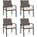 Patio Dining Chairs Set of 4 with Acacia Wood Armrests by LJGDeals