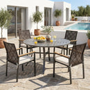 Patio Dining Chairs Set of 4 with Acacia Wood Armrests by DirectDeals