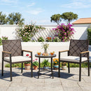 Patio Dining Chairs Set of 4 with Acacia Wood Armrests by LJGDeals