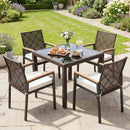 Patio Dining Chairs Set of 4 with Acacia Wood Armrests by DirectDeals