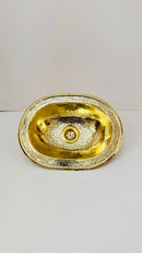 Unlacquered Brass Oval Sink - Moroccan Drop-In Engraved Sink