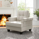 Mid-century Modern Accent Armchair Tufted Linen Club Chair by LJGDeals