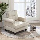 Mid-century Modern Accent Armchair Tufted Linen Club Chair by LJGDeals
