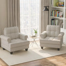 Mid-century Modern Accent Armchair Tufted Linen Club Chair by LJGDeals