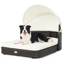 Rattan Pet Daybed with Adjustable Canopy for Small & Medium Dogs