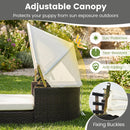 Rattan Pet Daybed with Adjustable Canopy for Small & Medium Dogs