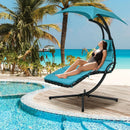 Hanging Curved Steel Swing Chaise Lounger with Removable Canopy by LJGDeals