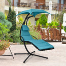 Hanging Curved Steel Swing Chaise Lounger with Removable Canopy by LJGDeals