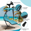 Hanging Curved Steel Swing Chaise Lounger with Removable Canopy by LJGDeals