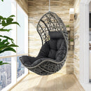 Hanging Egg Chair PE Rattan Swing Hammock Chair with Soft Pillow and Cushion-Gray by LJGDeals