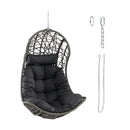 Hanging Egg Chair PE Rattan Swing Hammock Chair with Soft Pillow and Cushion-Gray by LJGDeals