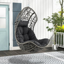 Hanging Egg Chair PE Rattan Swing Hammock Chair with Soft Pillow and Cushion-Gray by LJGDeals
