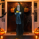 Hanging Halloween Decoration Sound-Activated Witch Holding Ghost Girl with Spooky Sounds by DirectDeals