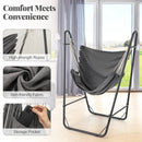 Hammock Chair with Heavy Duty Metal Frame and Side Pocket-Gray by DirectDeals