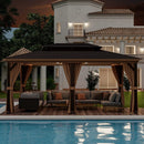 12' x 20' Double-Roof Hardtop Gazebo with Galvanized Steel Roof-Coffee by LJGDeals