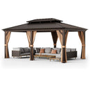 12' x 20' Double-Roof Hardtop Gazebo with Galvanized Steel Roof-Coffee by DirectDeals